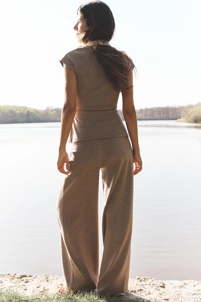 TEXTURED WIDE LEG PANTS