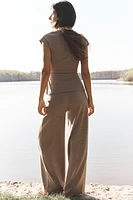 TEXTURED WIDE LEG PANTS