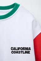ENSEMBLE DE JOGGING T-SHIRT À INSCRIPTION ET BERMUDA CHINÉ