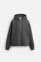 BRUSHED TEXTURE ZIP-UP SWEATSHIRT