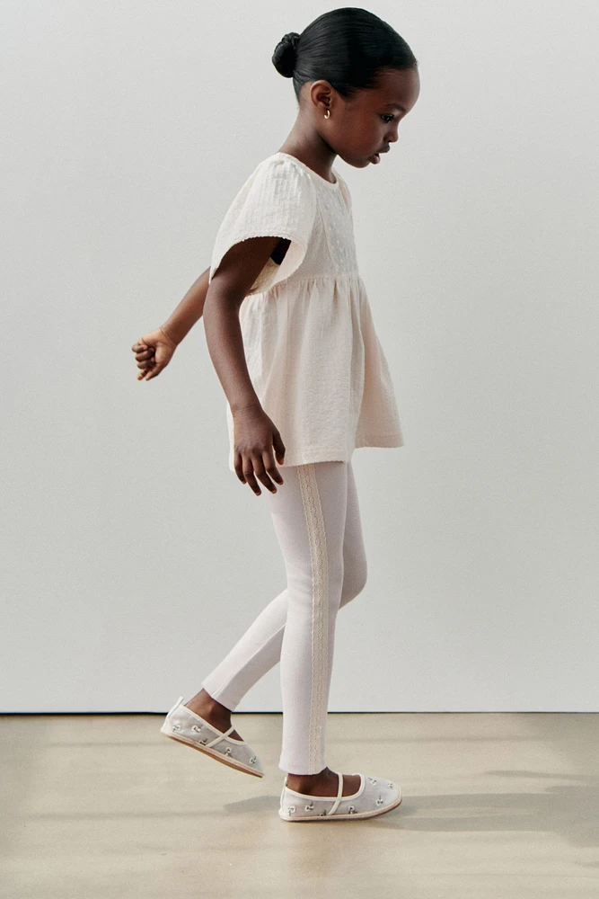 LEGGING RIB BANDE DENTELLE