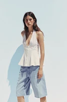 STRIPED COMBINATION HALTER TOP