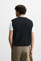 GILET SANS MANCHES EN MAILLE À TEXTURE