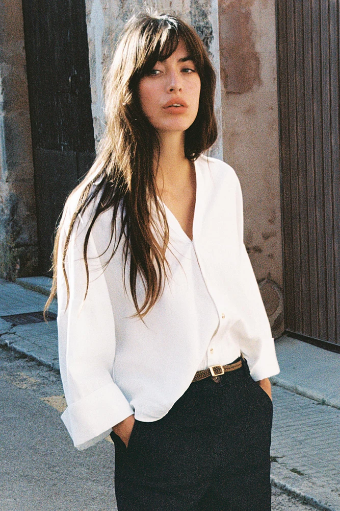 CHEMISE MANCHE LARGE AVEC LIN