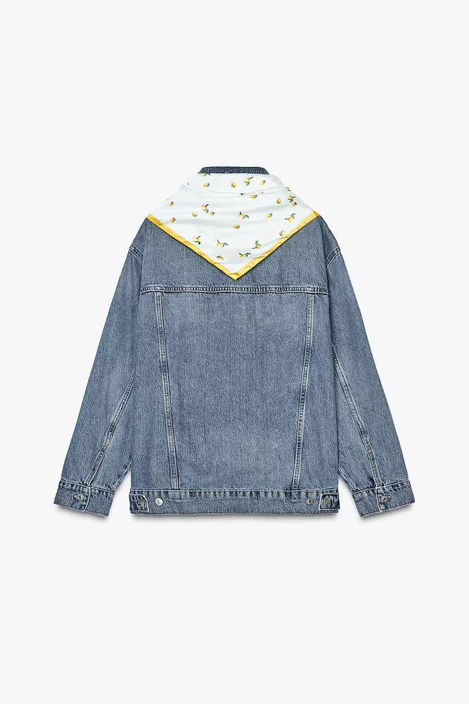 VESTE EN JEAN TRF OVERSIZE AVEC FOULARD