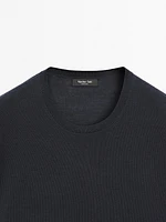 T-shirt en maille de laine mélangée à manches courtes