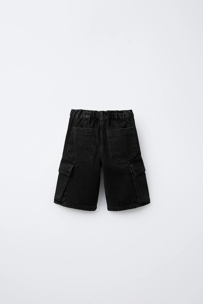MULTI-CARGO DENIM SHORTS