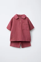 ENSEMBLE DE JOGGING POLO ET BERMUDA TEXTURÉ