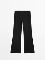 Mid-rise stretch flared trousers