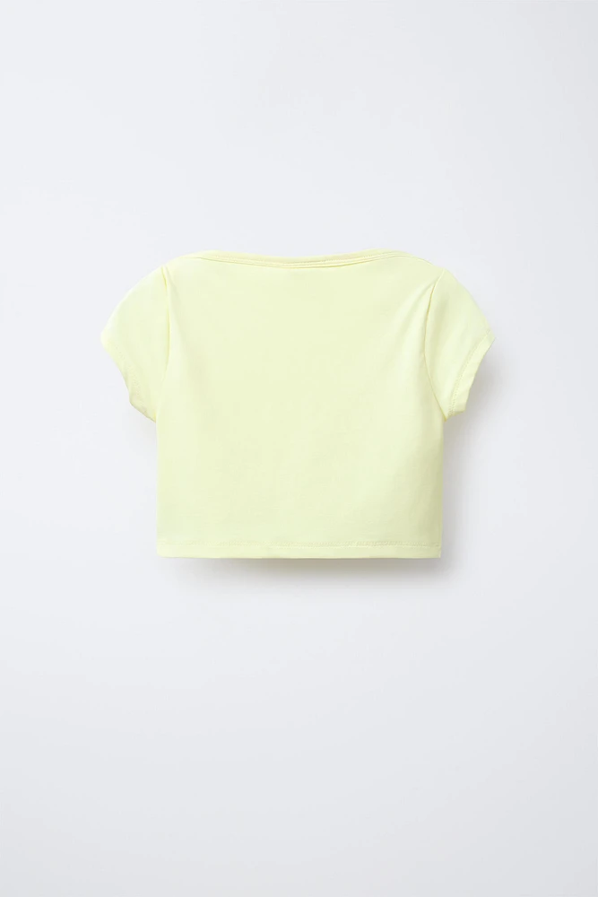 PLAIN ELASTIC CROPPED TOP