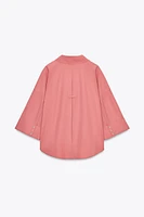 CHEMISE EN POPELINE AVEC MANCHES LARGES