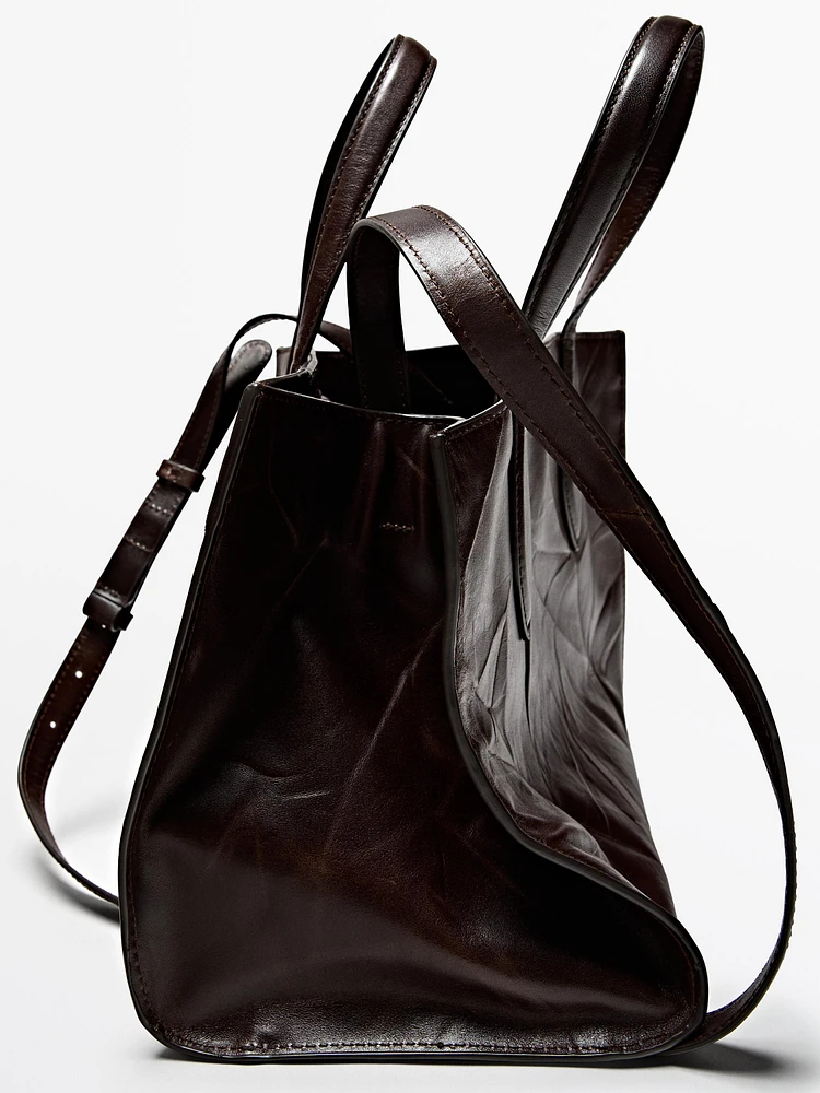 Crackled nappa leather mini bag