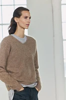 WOOL AND CASHMERE BLEND V-NECK SWEATER