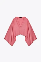 ASYMMETRIC LINEN BLEND CAPE KIMONO