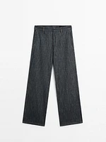 Cotton blend denim trousers