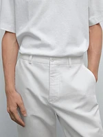 Pantalon tappered fit en coton et lin