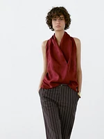 Linen crossover halter top