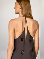 Top fluide à fleurs appliquées