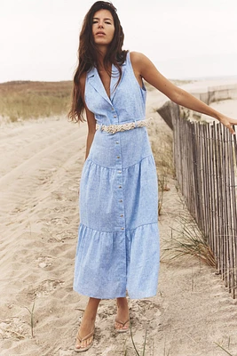 ROBE MI-LONGUE CEINTURE AVEC LIN