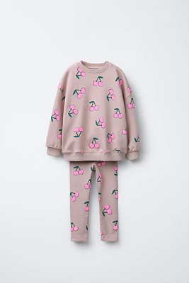 CHERRY RIB SWEATSHIRT AND LEGGINGS SET