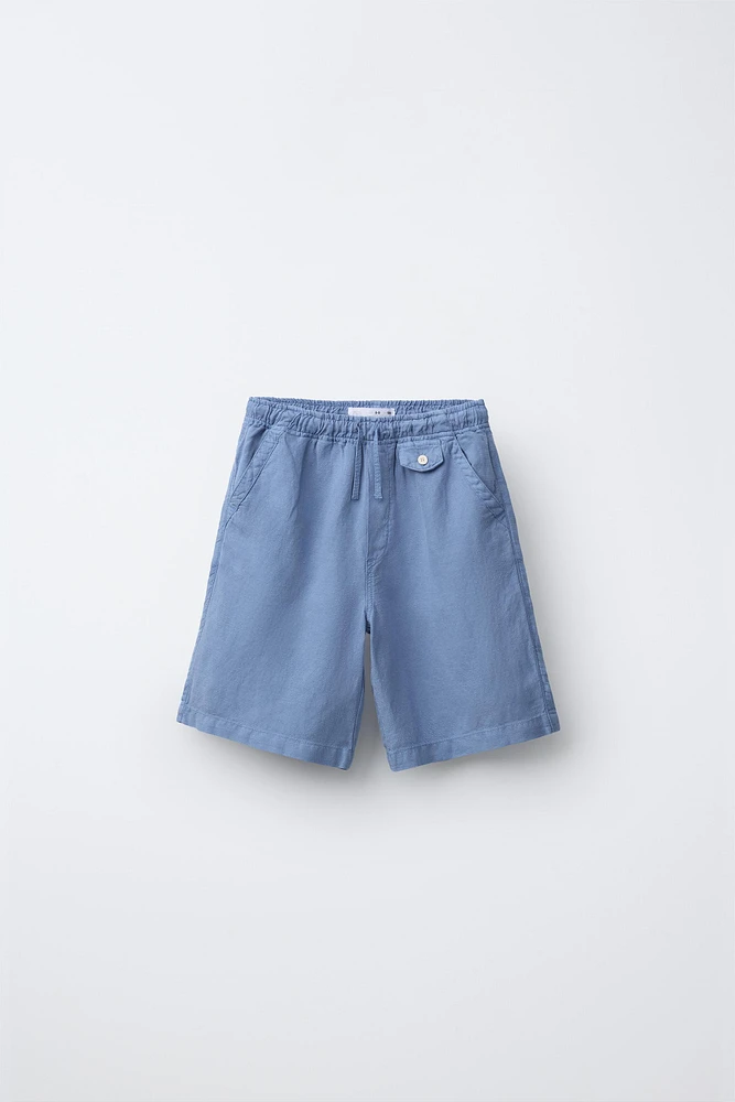 LINEN BLEND SHORTS