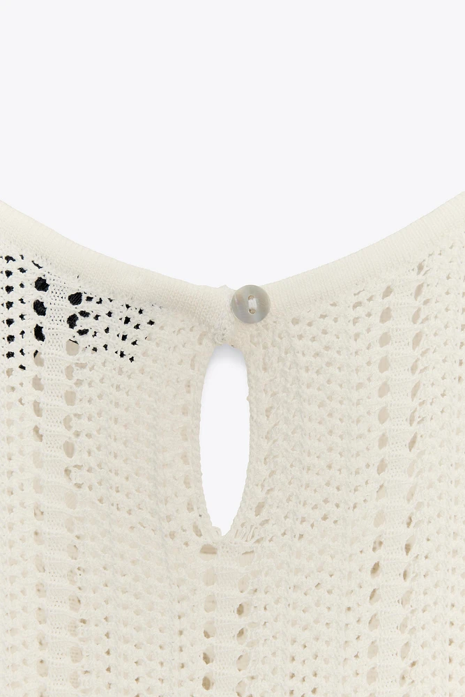 ROBE MIDI EN MAILLE POINTELLE CEINTURE