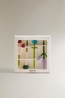 LOT ACCESSOIRES DÉCORATIFS BOROSILICATE JARDIN (LOT DE 4)