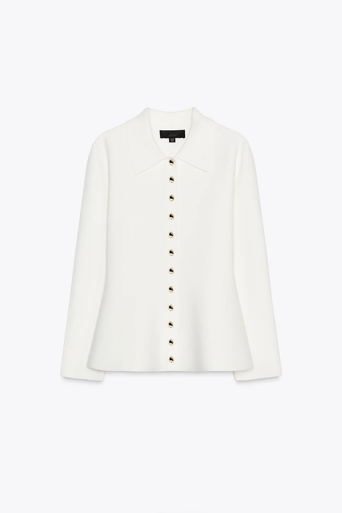 PLAIN PEPLUM CARDIGAN