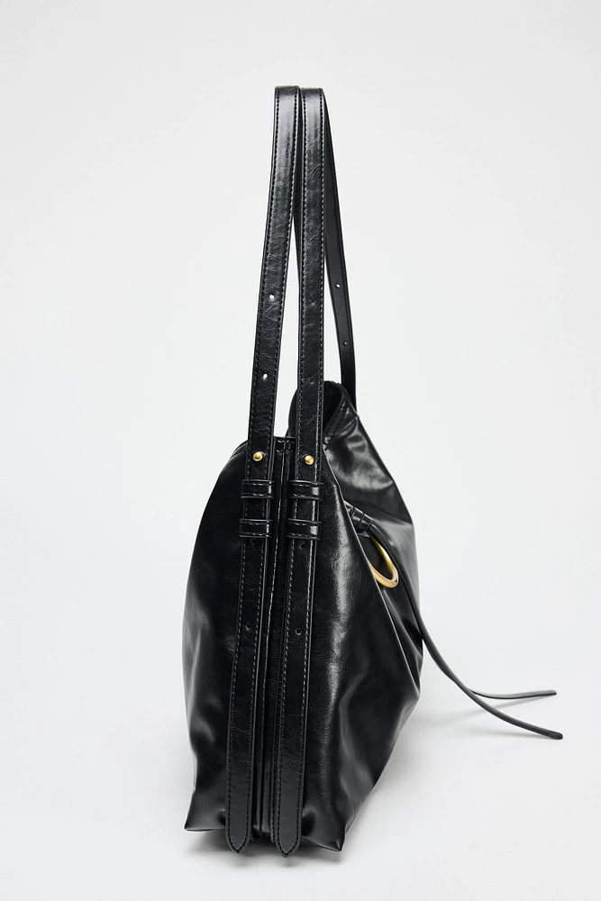 METAL DETAIL SHOULDER BUCKET BAG