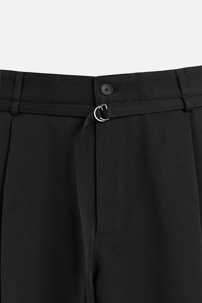 PLEATED BELTED PANTS