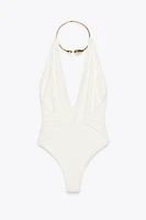 MAILLOT DE BAIN HALTER COLLIER MÉTALLIQUE