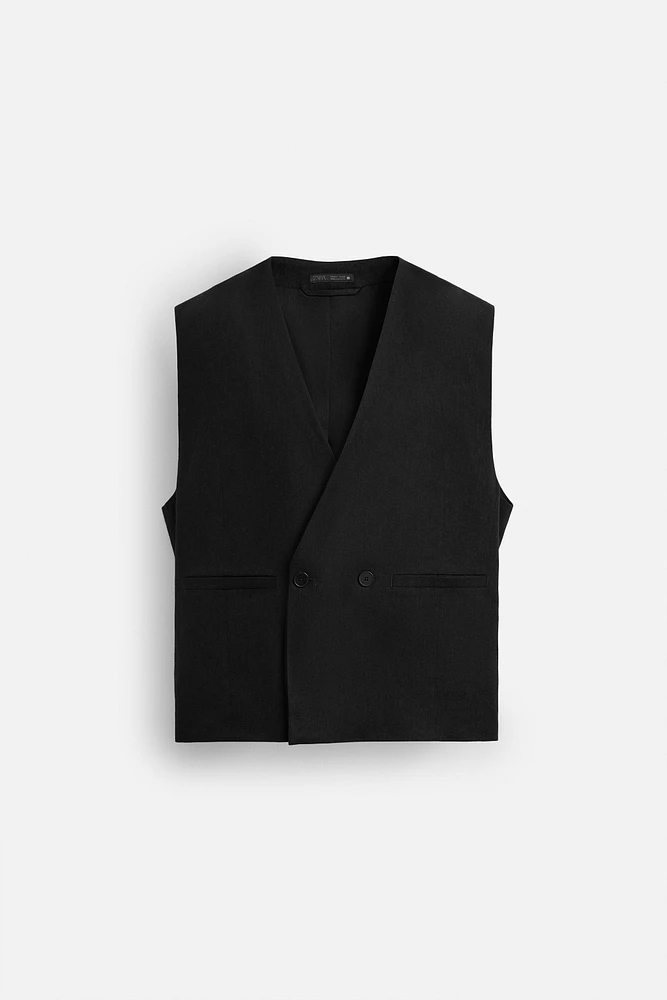 GILET CROISÉ 100 % LIN