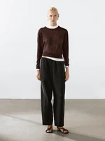 Pull en maille 100 % lin à col rond