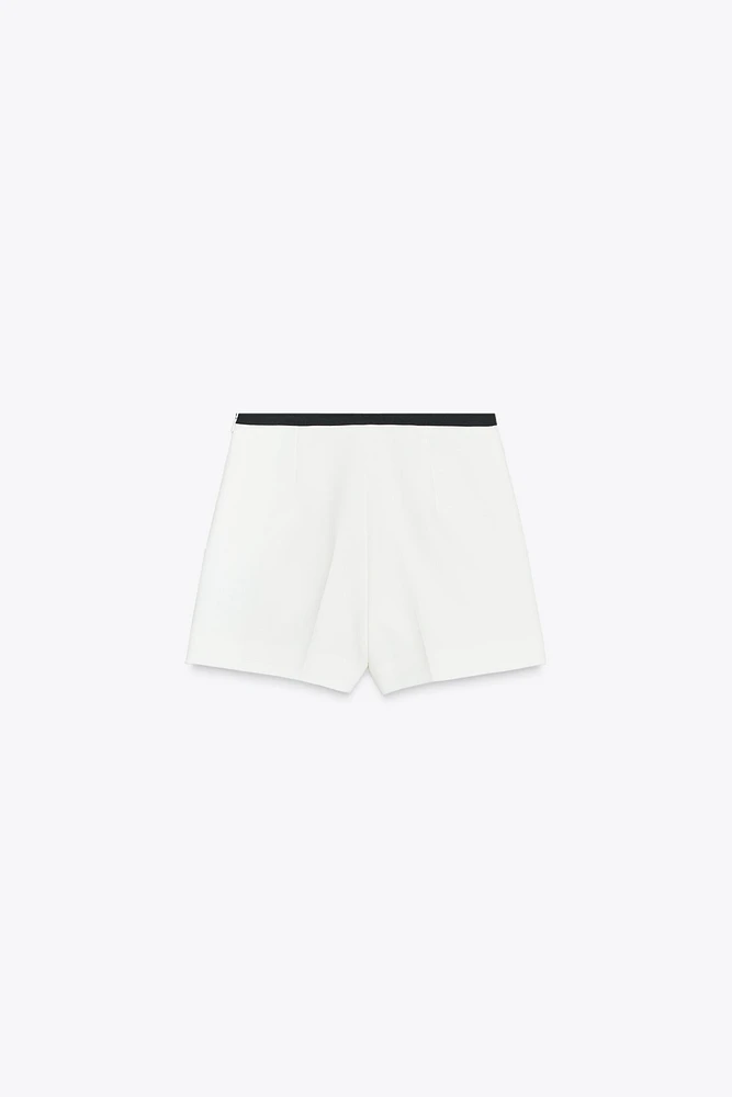 CONTRAST WAISTBAND TRIM SHORTS