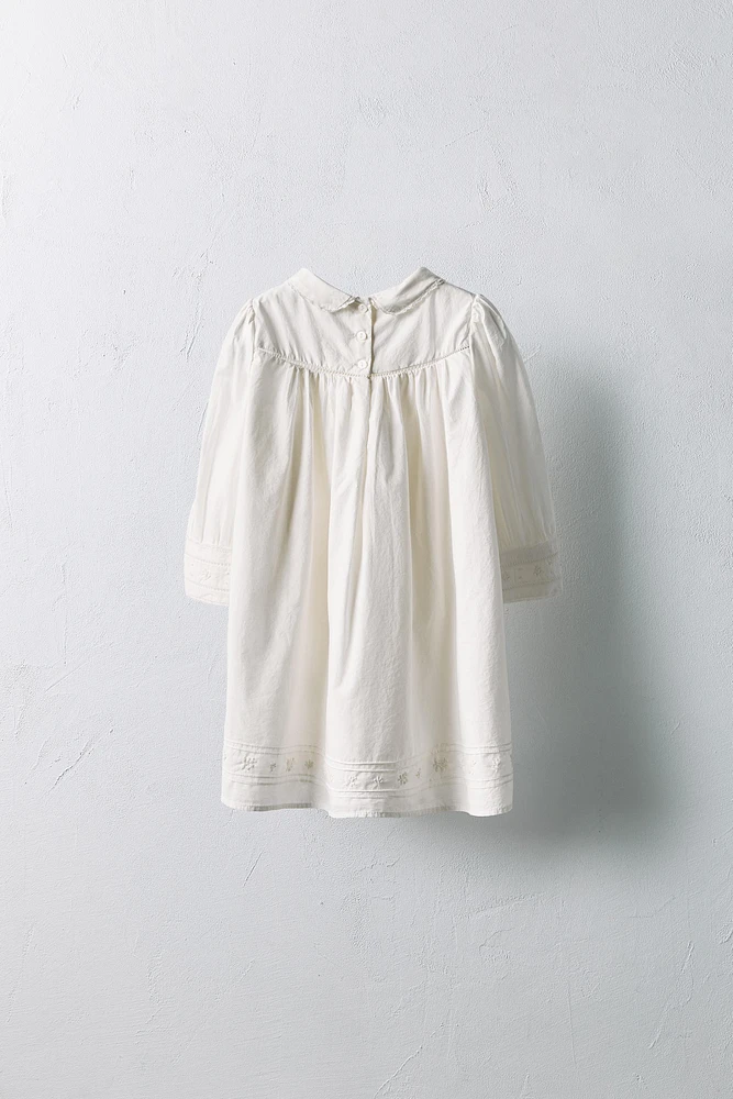 ANS/ ROBE EN POPELINE FLEURS BRODÉES LIMITED EDITION