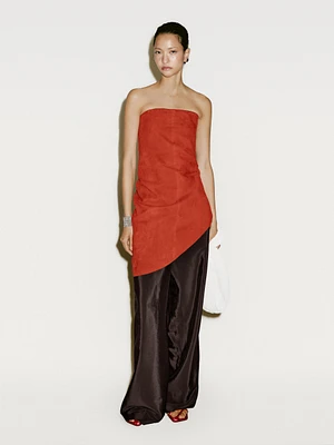 Top long asymétrique en cuir et daim - Limited Edition