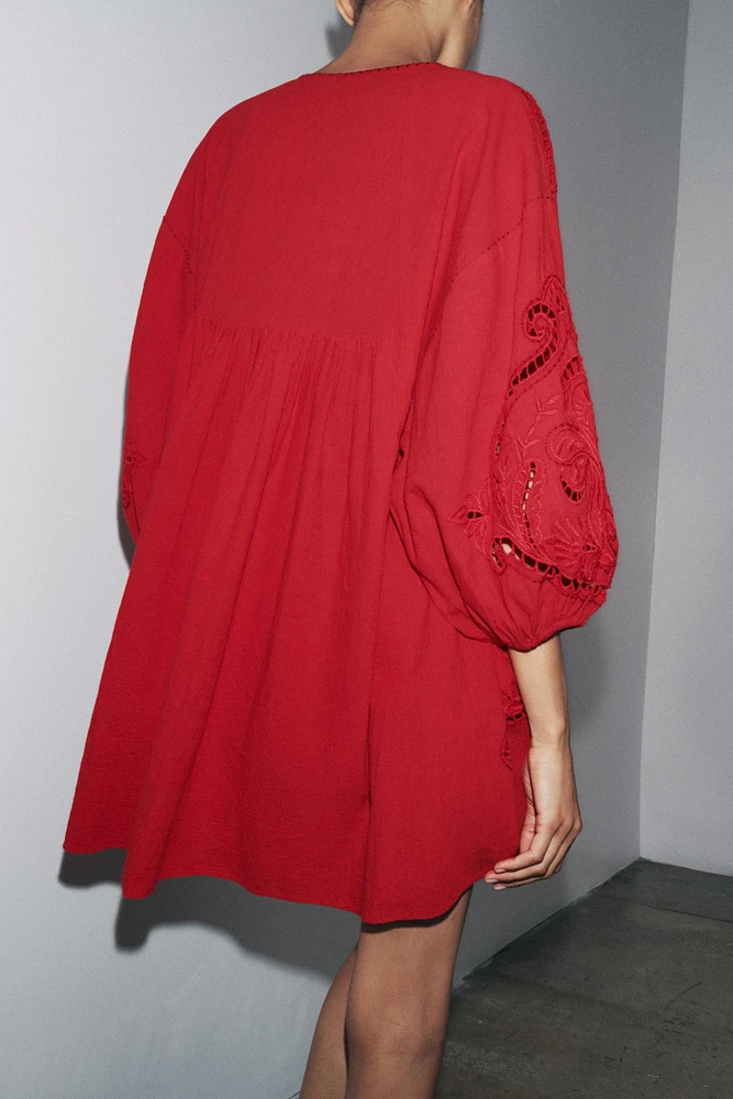 ZW COLLECTION SHORT EMBROIDERED DRESS