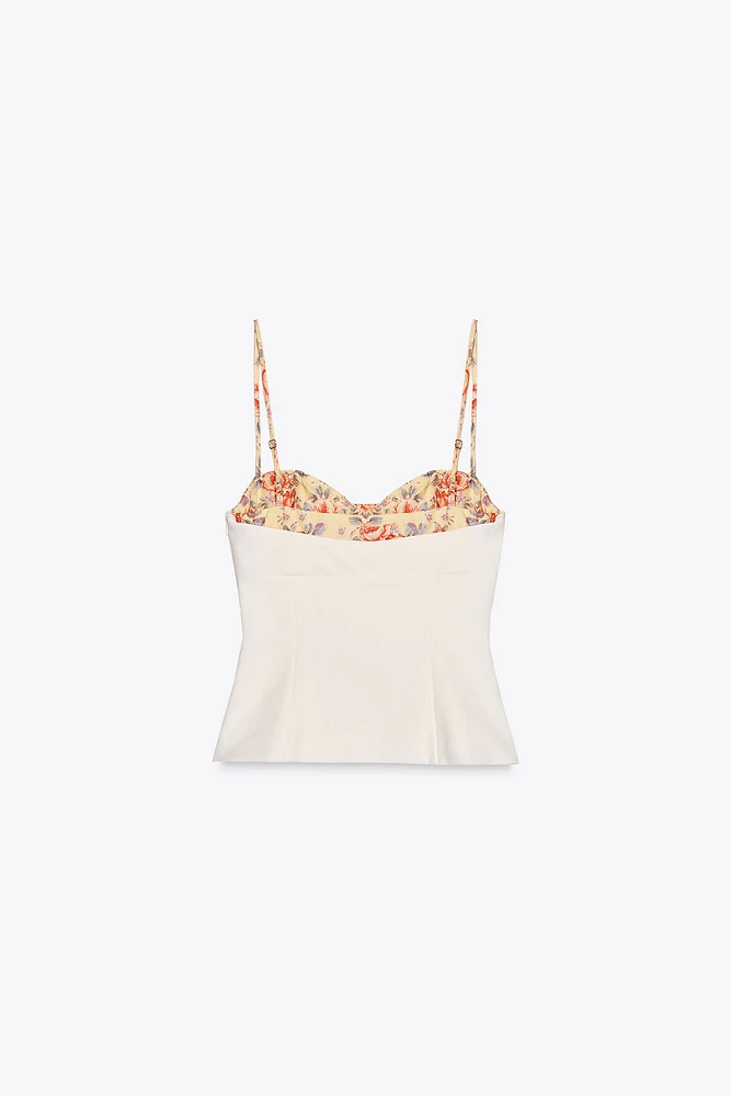 TOP ÉLASTIQUE EN MATIÈRES VARIÉES IMPRIMÉ
