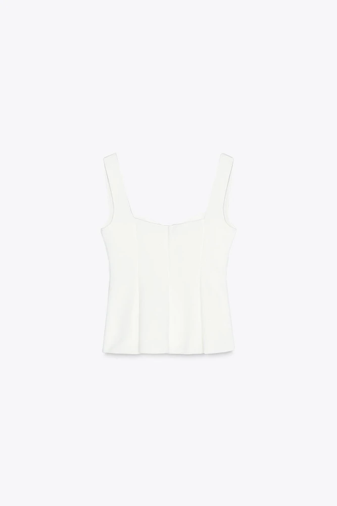 STRETCH PEPLUM VEST TOP