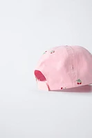 WASHED EFFECT EMBROIDERED CHERRY CAP