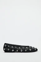 STUDDED LEATHER BALLET FLATS