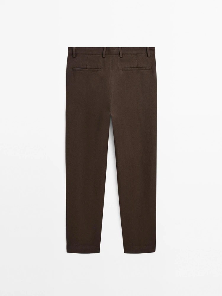Pantalon straight 100 % lin