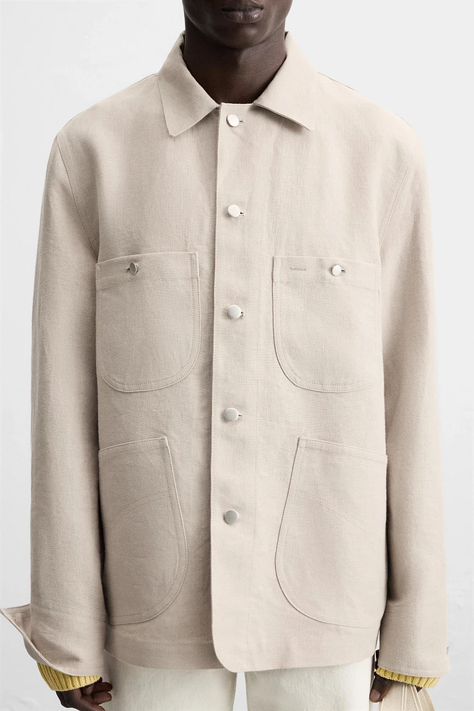 100% LINEN POCKET JACKET