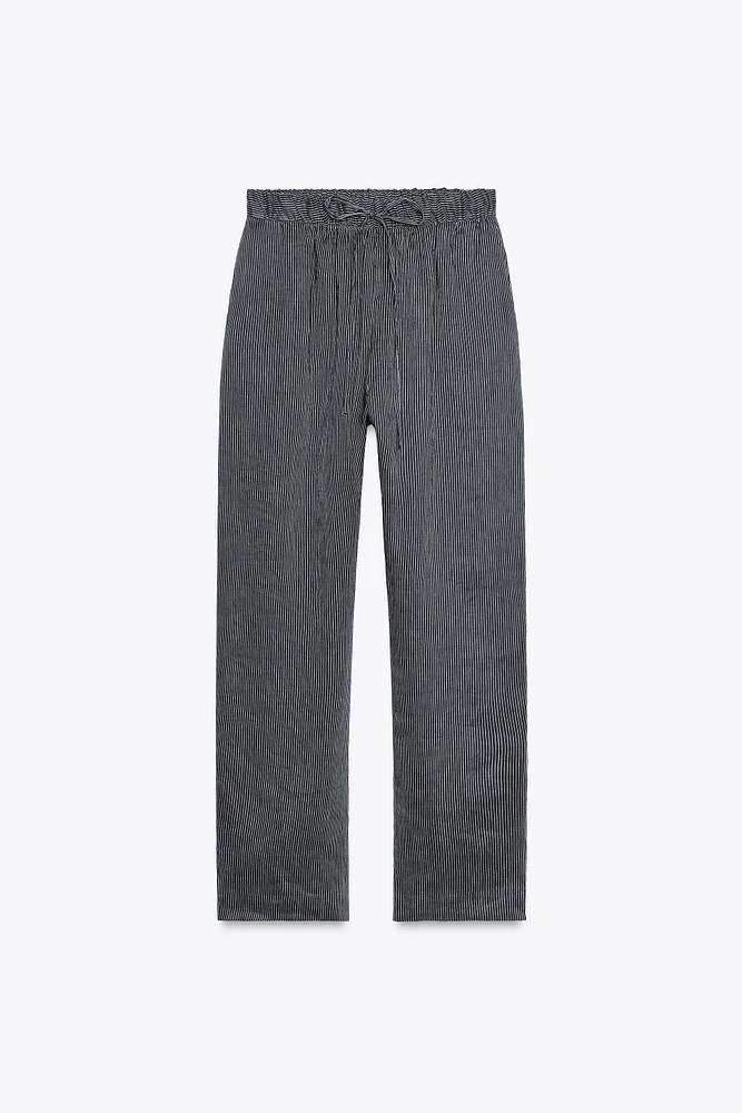 ZW COLLECTION STRIPED LINEN BLEND PANTS