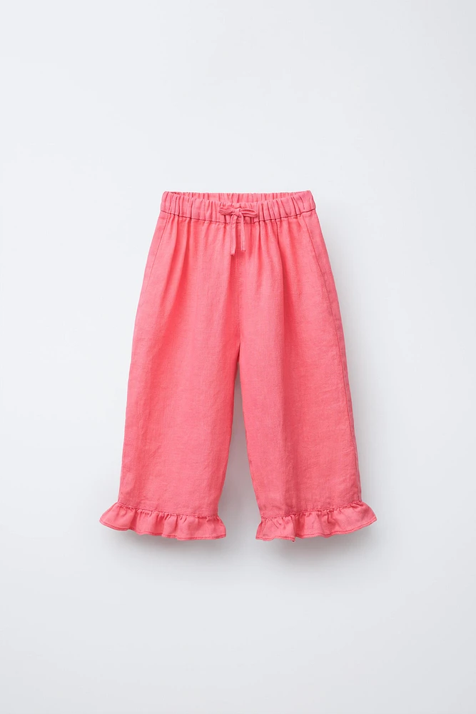 100% LINEN RUFFLED CULOTTES