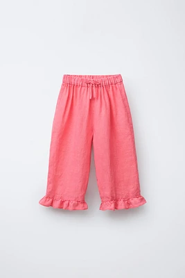 100% LINEN RUFFLED CULOTTES