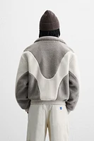 BLOUSON EFFET MOUTON BLOC DE COULEUR