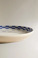 ASSIETTE À DESSERT CÉRAMIQUE BORD CARREAUX