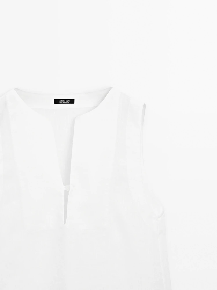 Blouse 100 % lin avec coutures