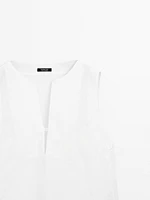 Blouse 100 % lin avec coutures